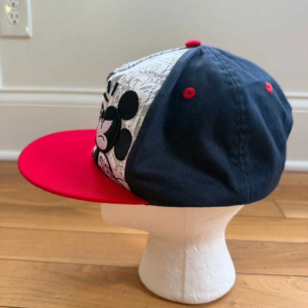 Disney‎ Parks Mickey Mouse Graffiti Snapback Hat Black Red White Flat Brim Cap